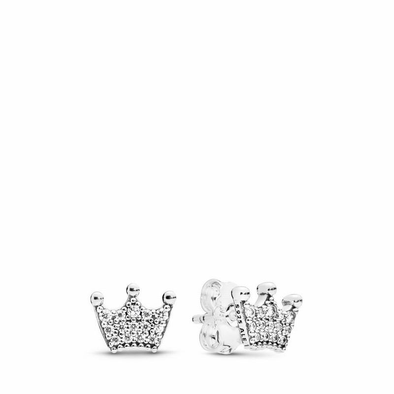 Pandora Australia Enchanted Crowns Stud Earrings - Sterling Silver | YJRAVI985